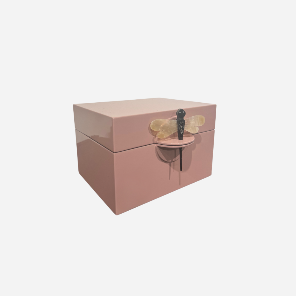 Lacquer Box "Dragonfly" in Dusty Rose - Big
