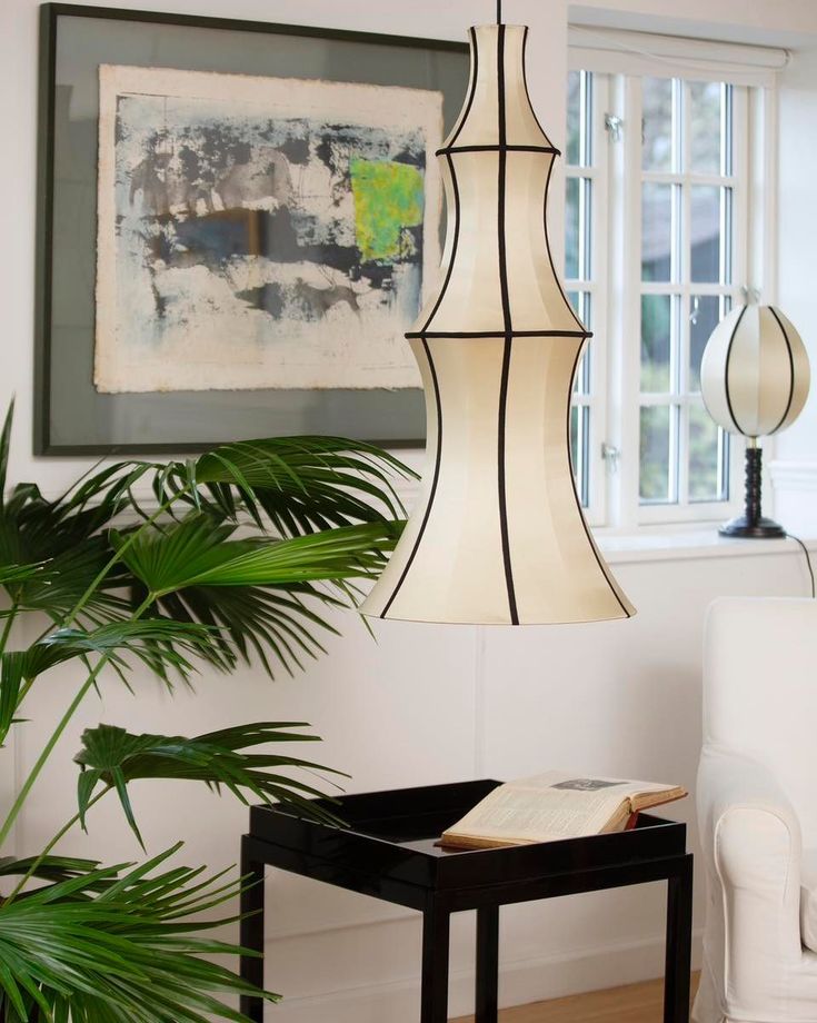 "LONG" Lampshade in Classic Silk with Black Ribbon