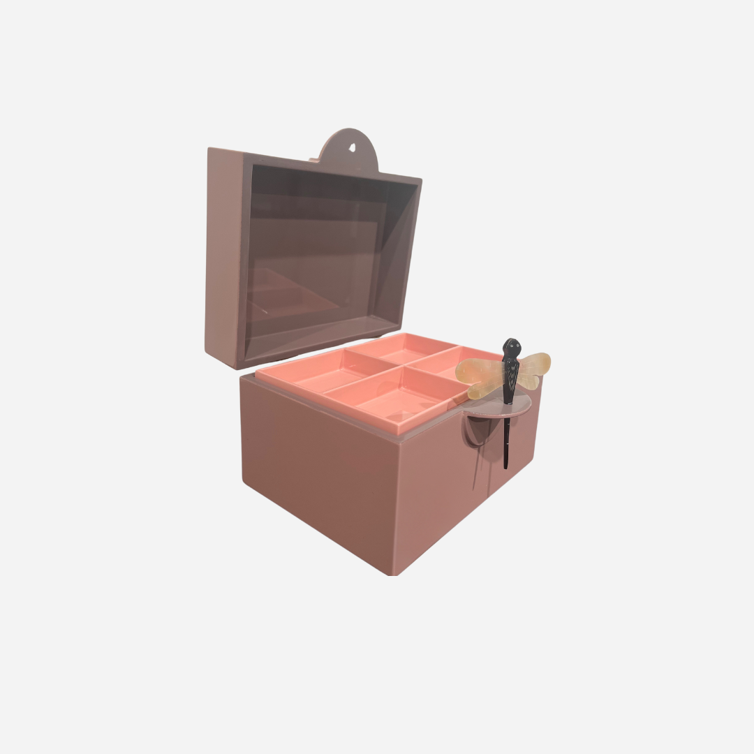 Lacquer Box "Dragonfly" in Dusty Rose - Big