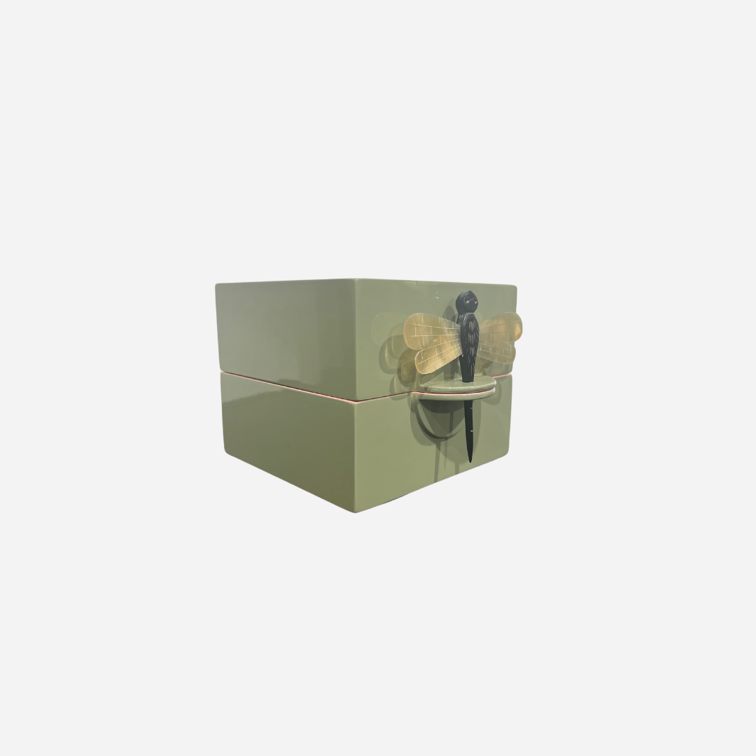 Lacquer Box "Dragonfly" in Olive - Small
