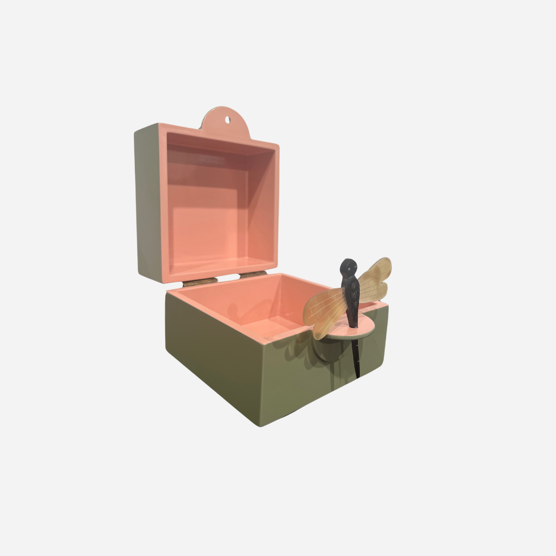 Lacquer Box "Dragonfly" in Olive - Small