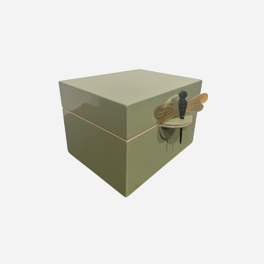 Lacquer Box "Dragonfly" in Olive - Big