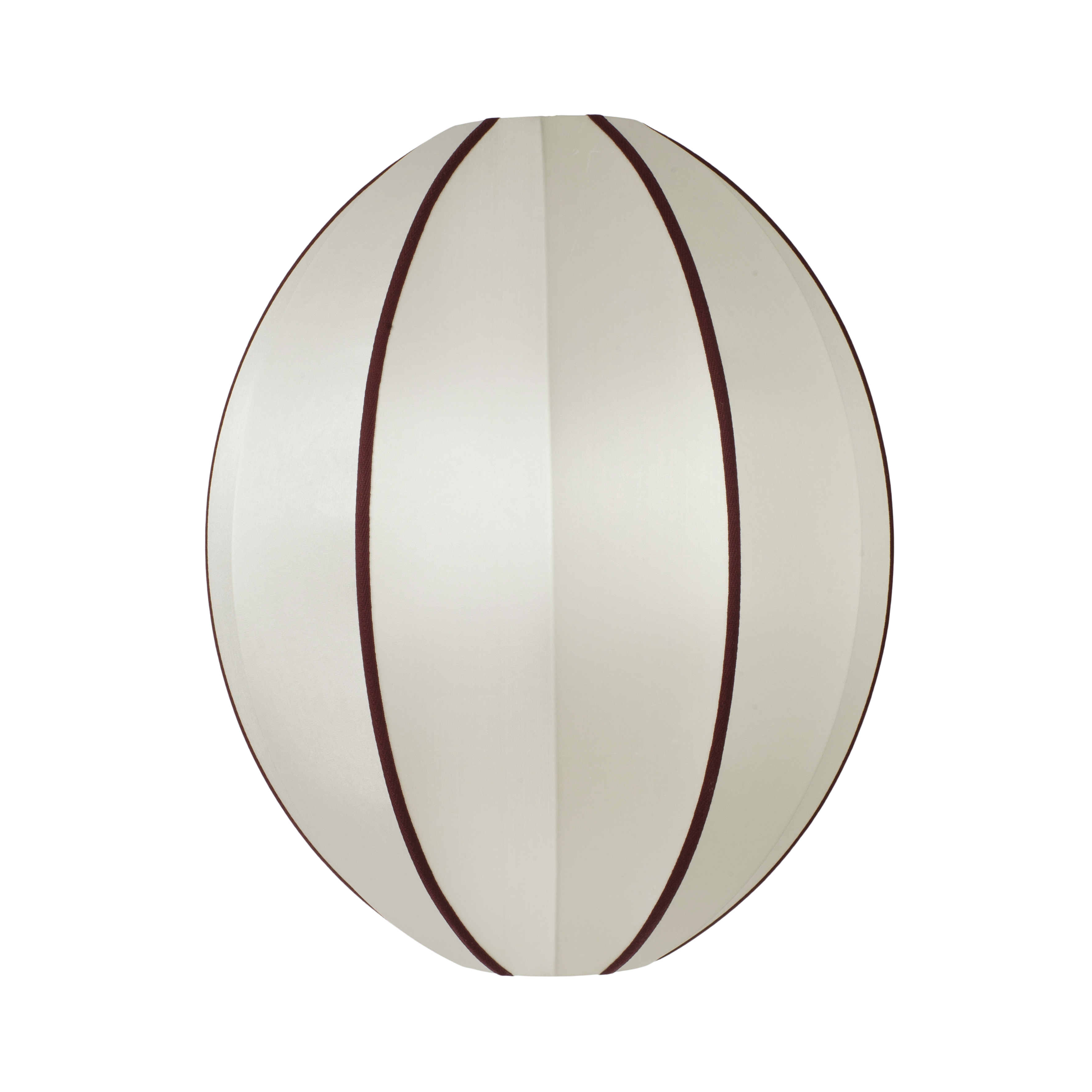 "Oval Large" Lampshade in Off-White Silk with Bordeaux Ribbon