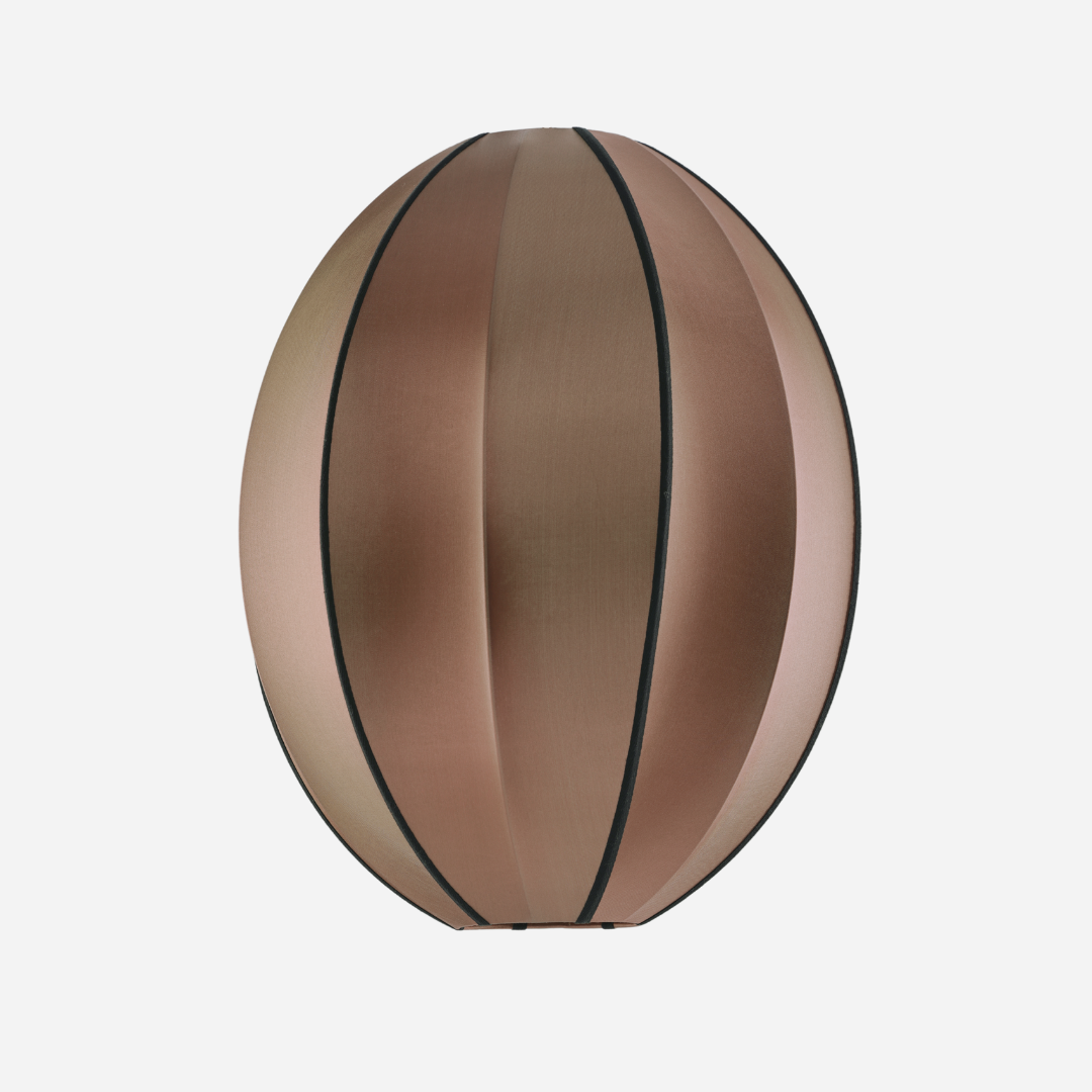 "Oval Large" Lampshade in RoseBrown Silk with Black Ribbon