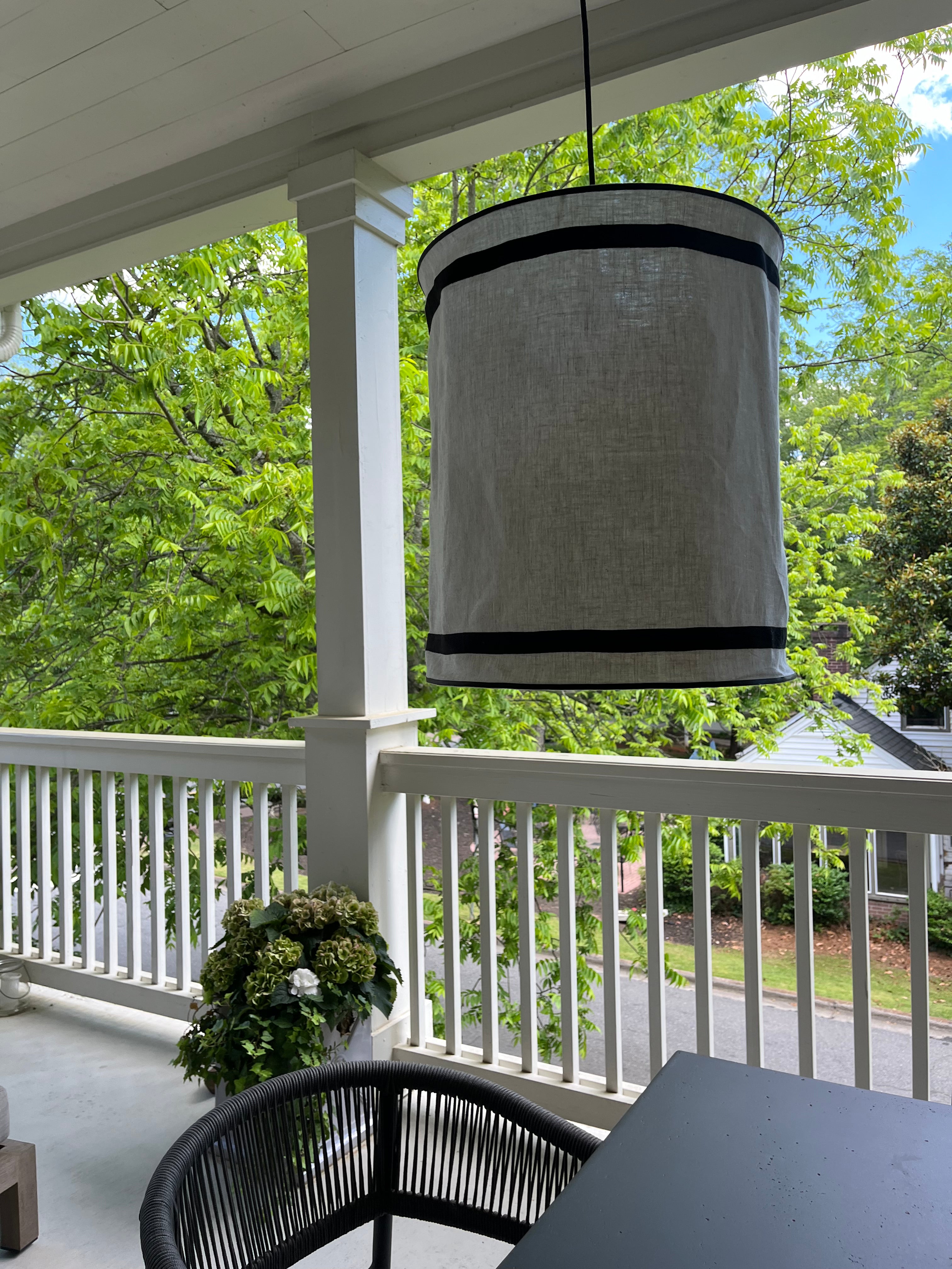 "Provence" Folding Lampshade with Black Ribbon