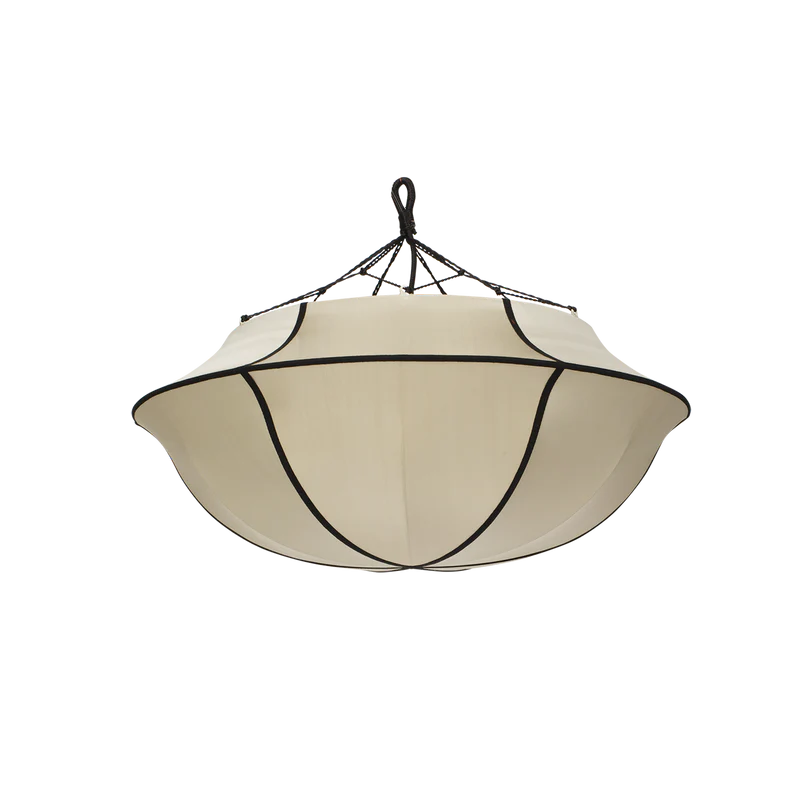 "Umbrella" Lampshade in Classic Silk with Black Ribbon