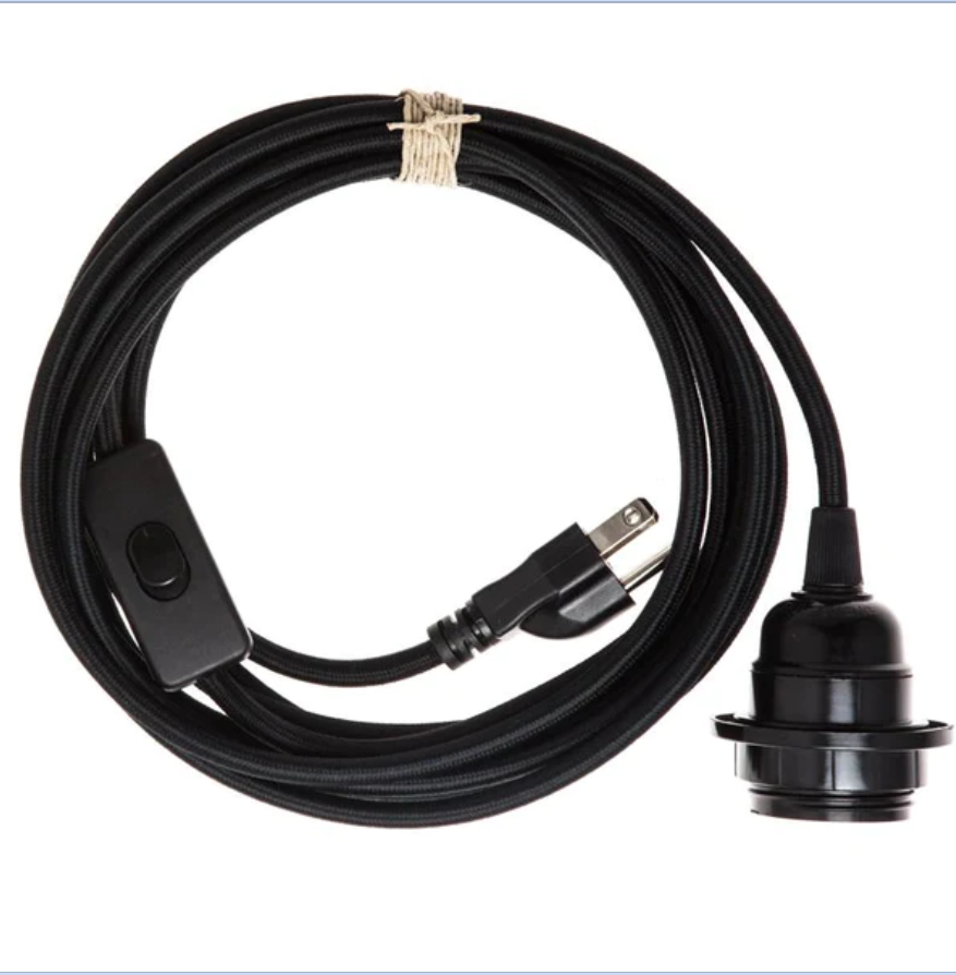 Electrical Cord Kit Black Fabric 18 feet