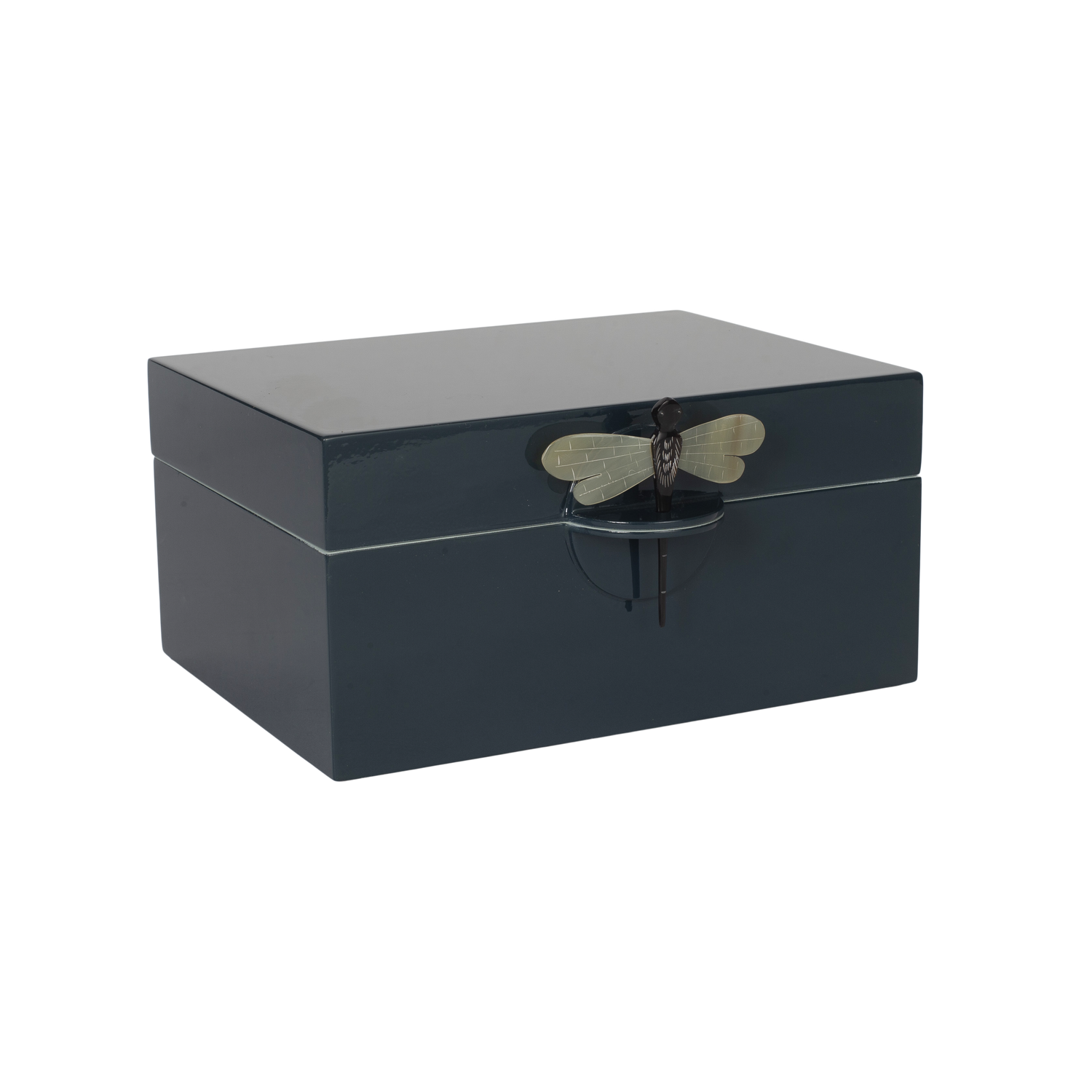 Lacquer Box "Dragonfly" in Dark Blue - XL