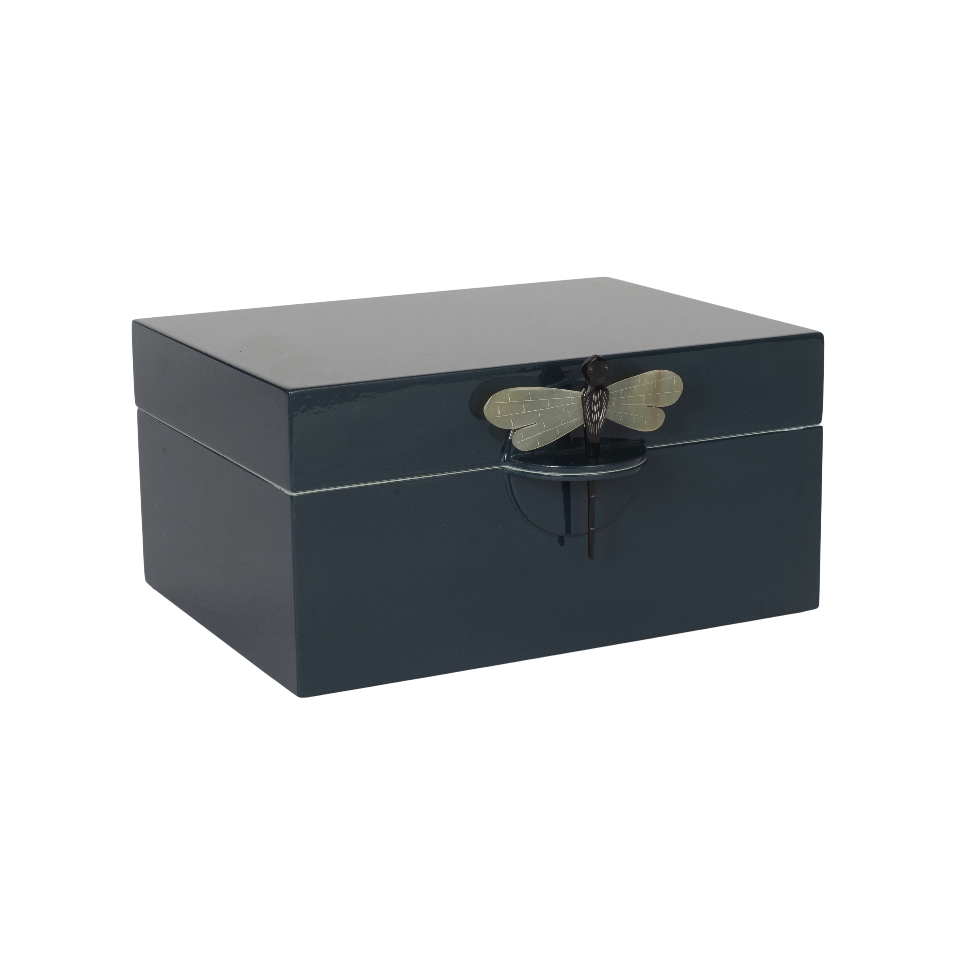 Lacquer Box "Dragonfly" in Dark Blue - XL