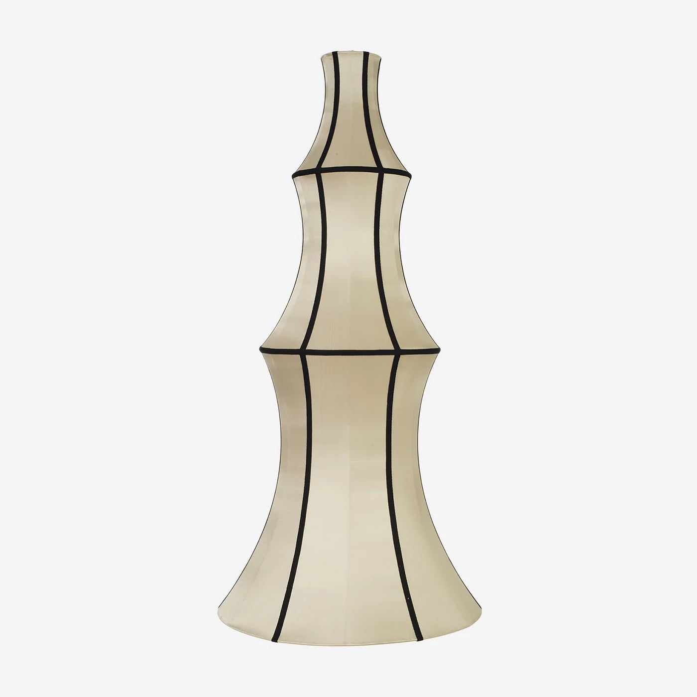 "LONG" Lampshade in Classic Silk with Black Ribbon