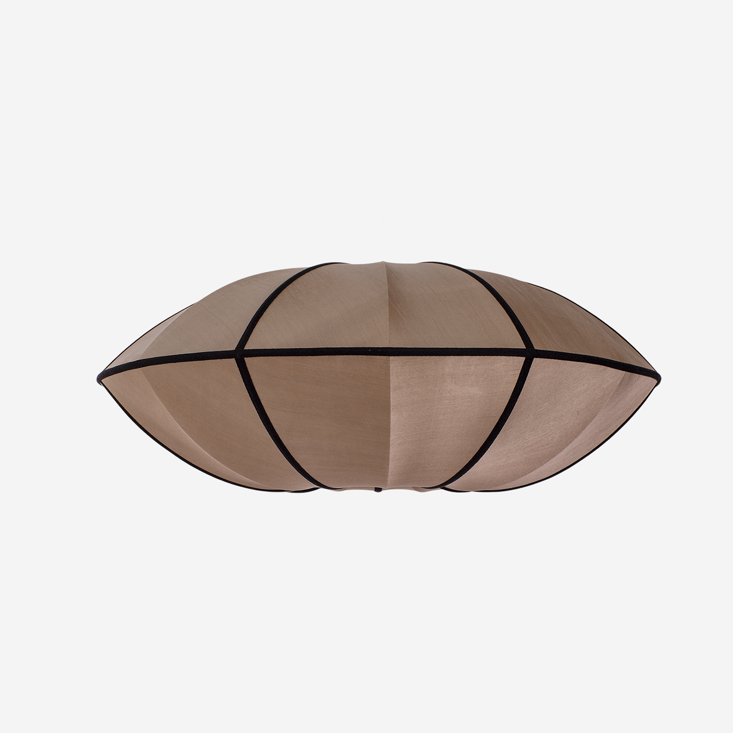 "UFO" Lampshade in RoseBrown Silk with Black Ribbon