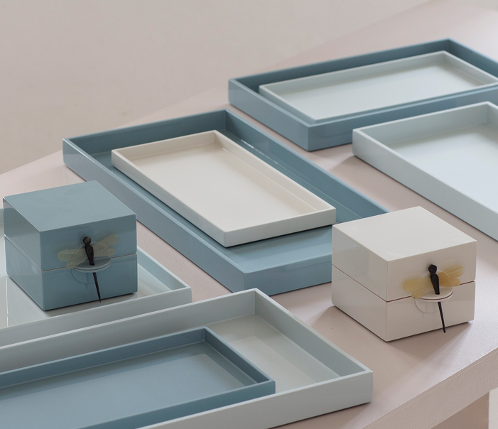Lacquer Box "Dragonfly" in White - Small