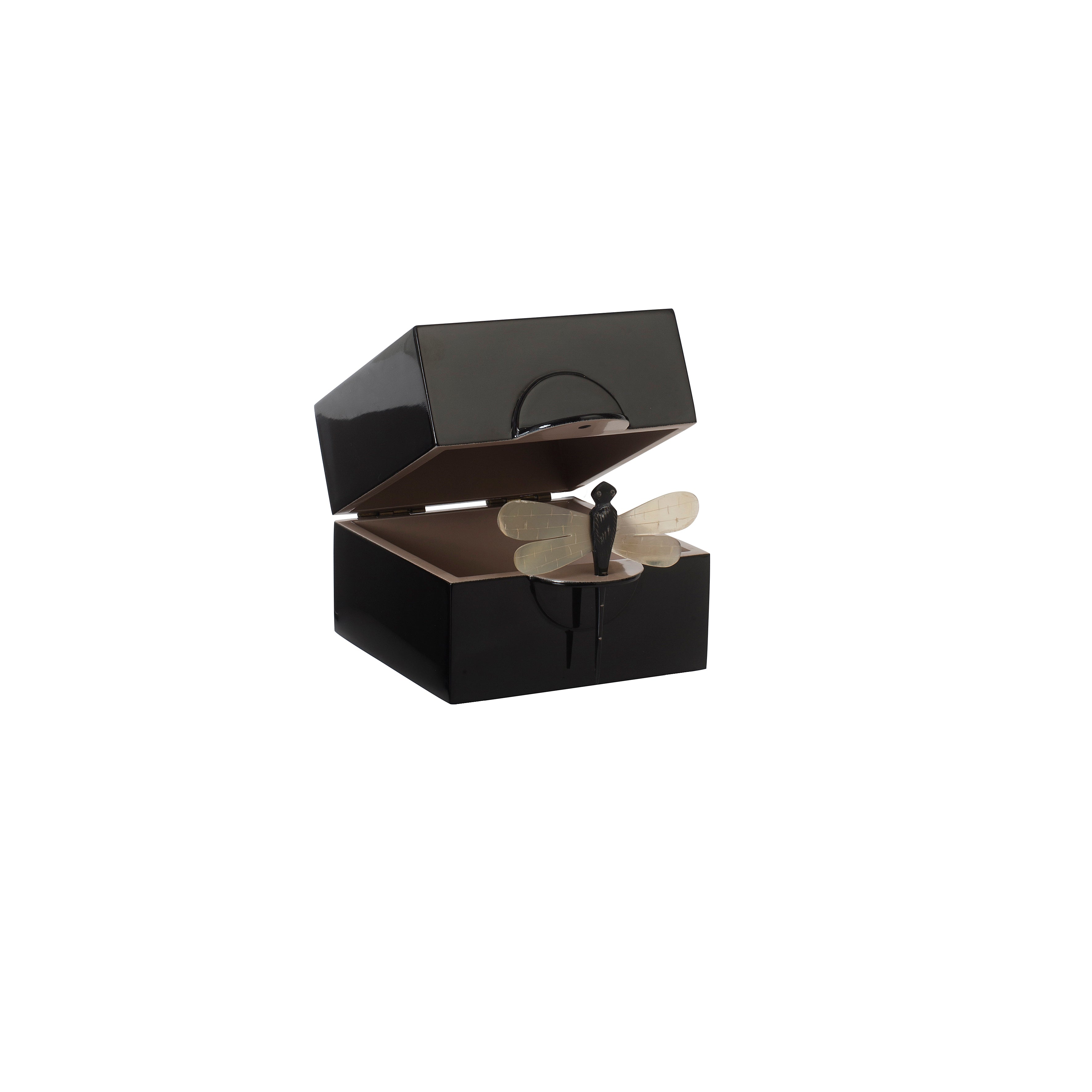 Lacquer Box "Dragonfly" in Black-Small