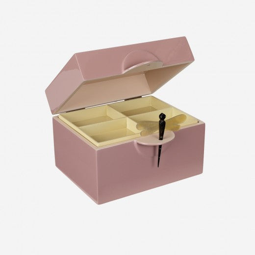 Lacquer Box "Dragonfly" in Old Rose - Big