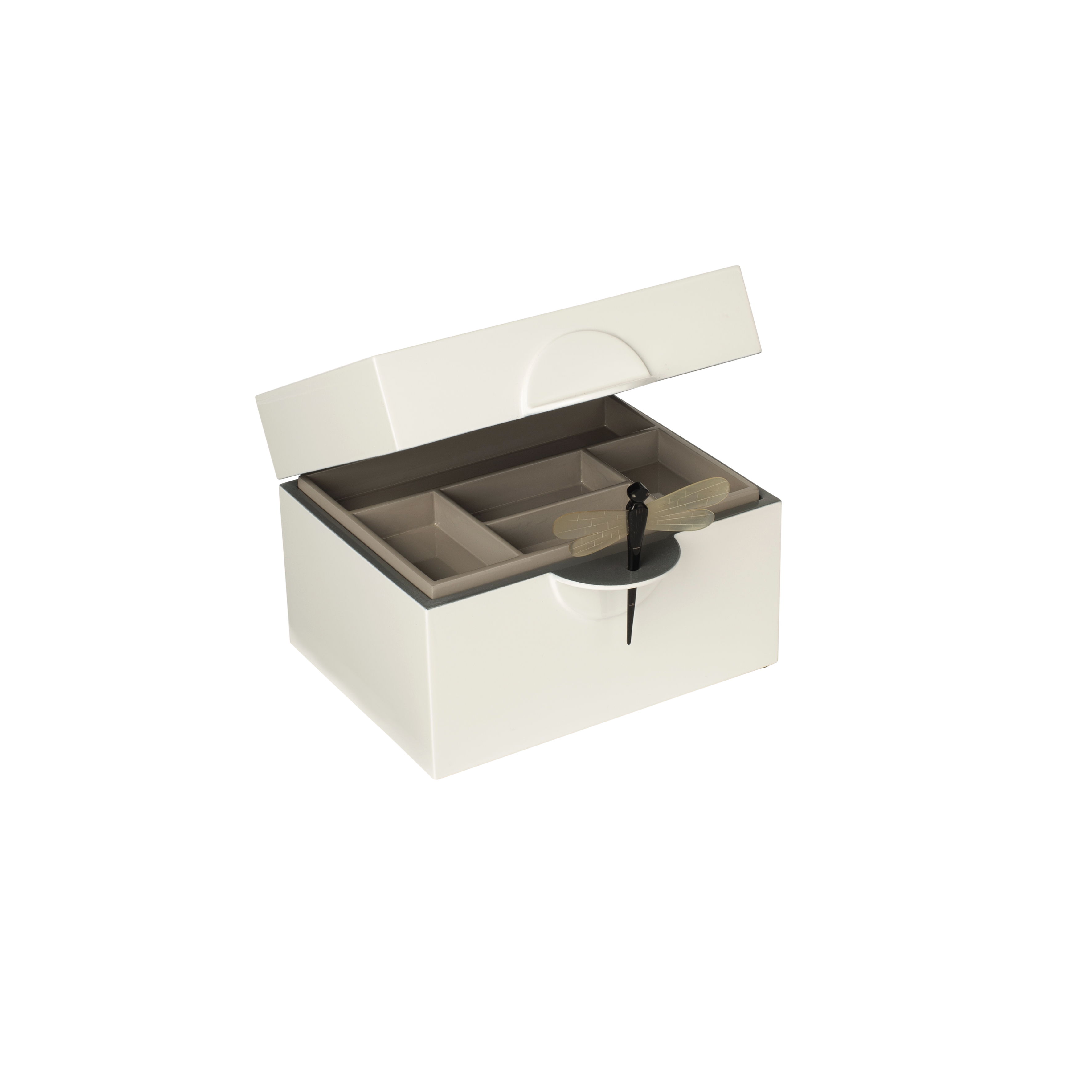Lacquer Box "Dragonfly" in White - Big