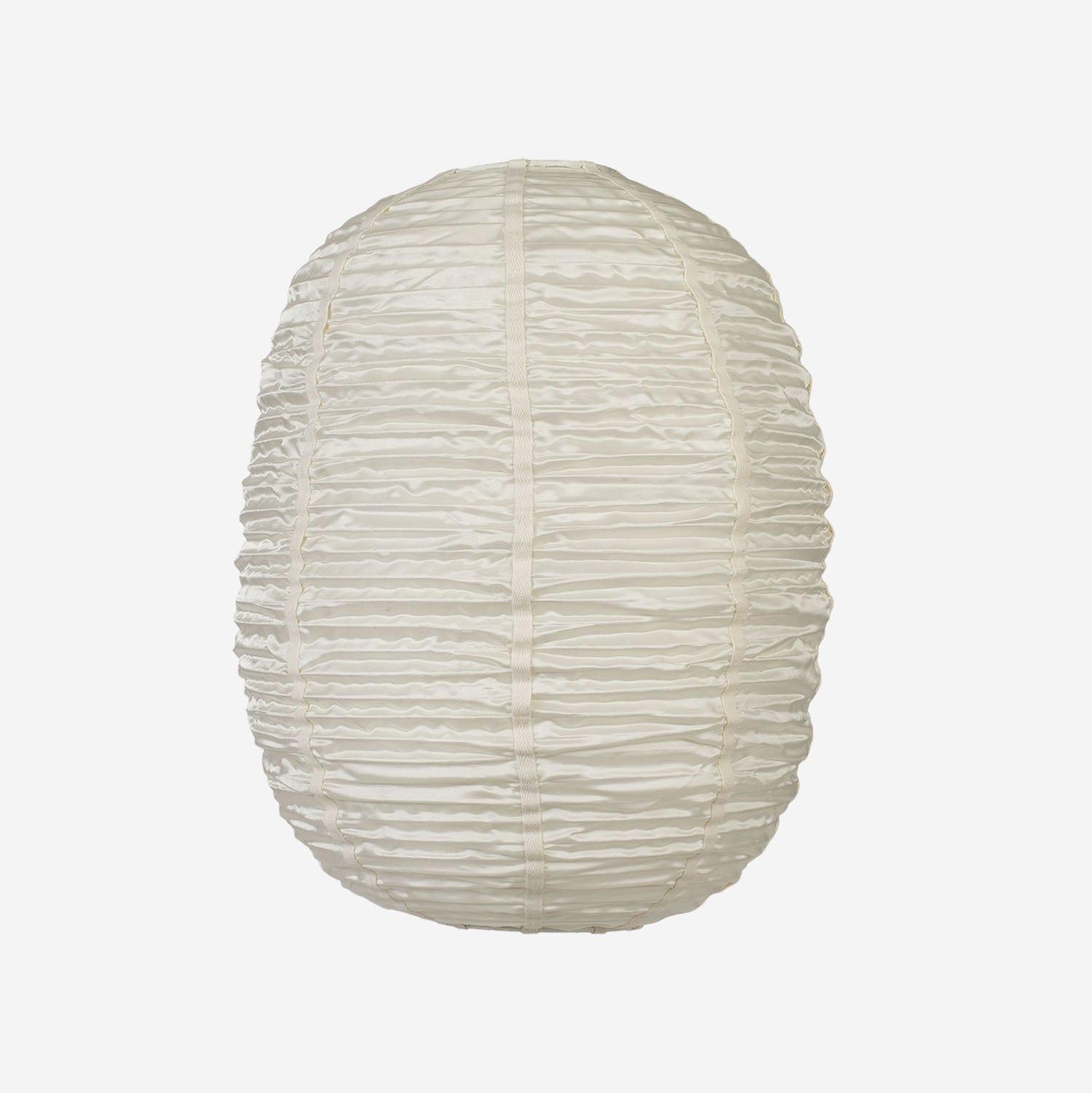 Lampshade "Folding Oval" Off-White Silk with White Ribbon