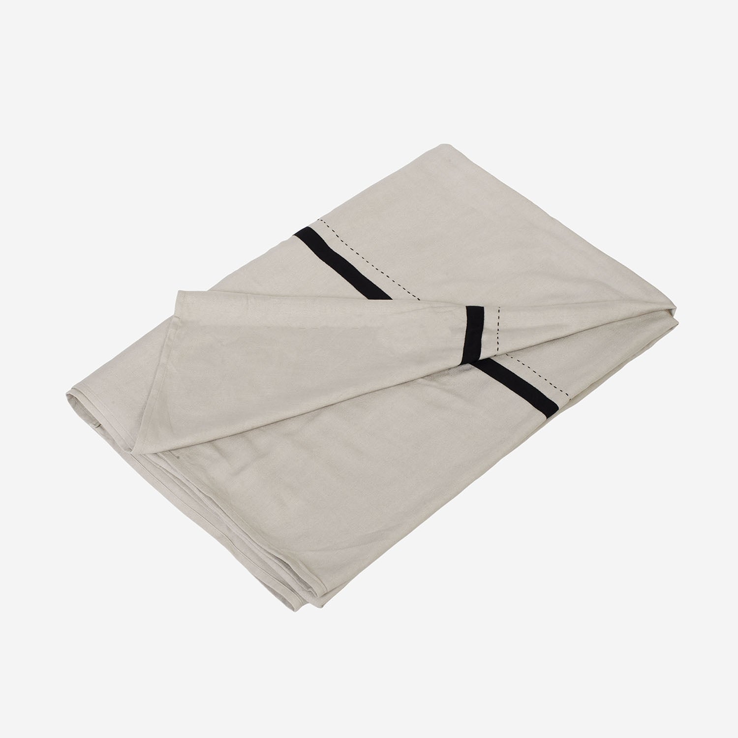 Bedcover in Raw Silk, Sand Color with Black Ribbon