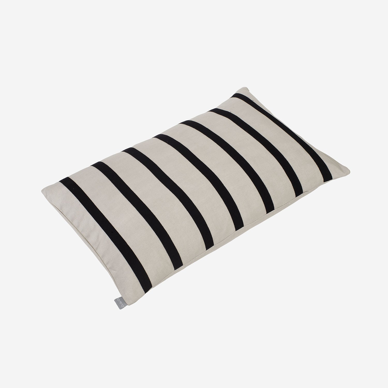 Pillow Cover in Raw Silk Sand Color with Black Wide Ribbon