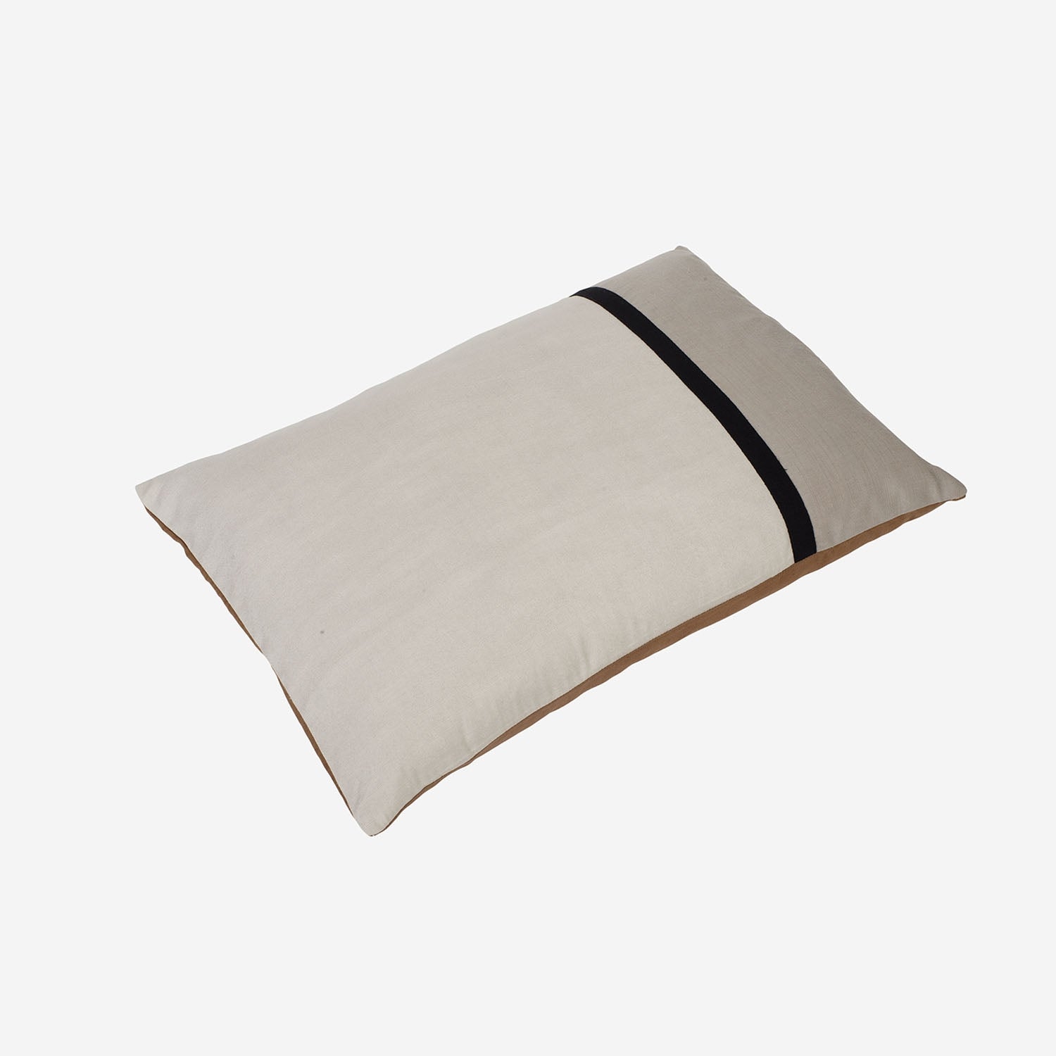 Pillow Cover in RawSilk Sand and Cashmere with Black Ribbon