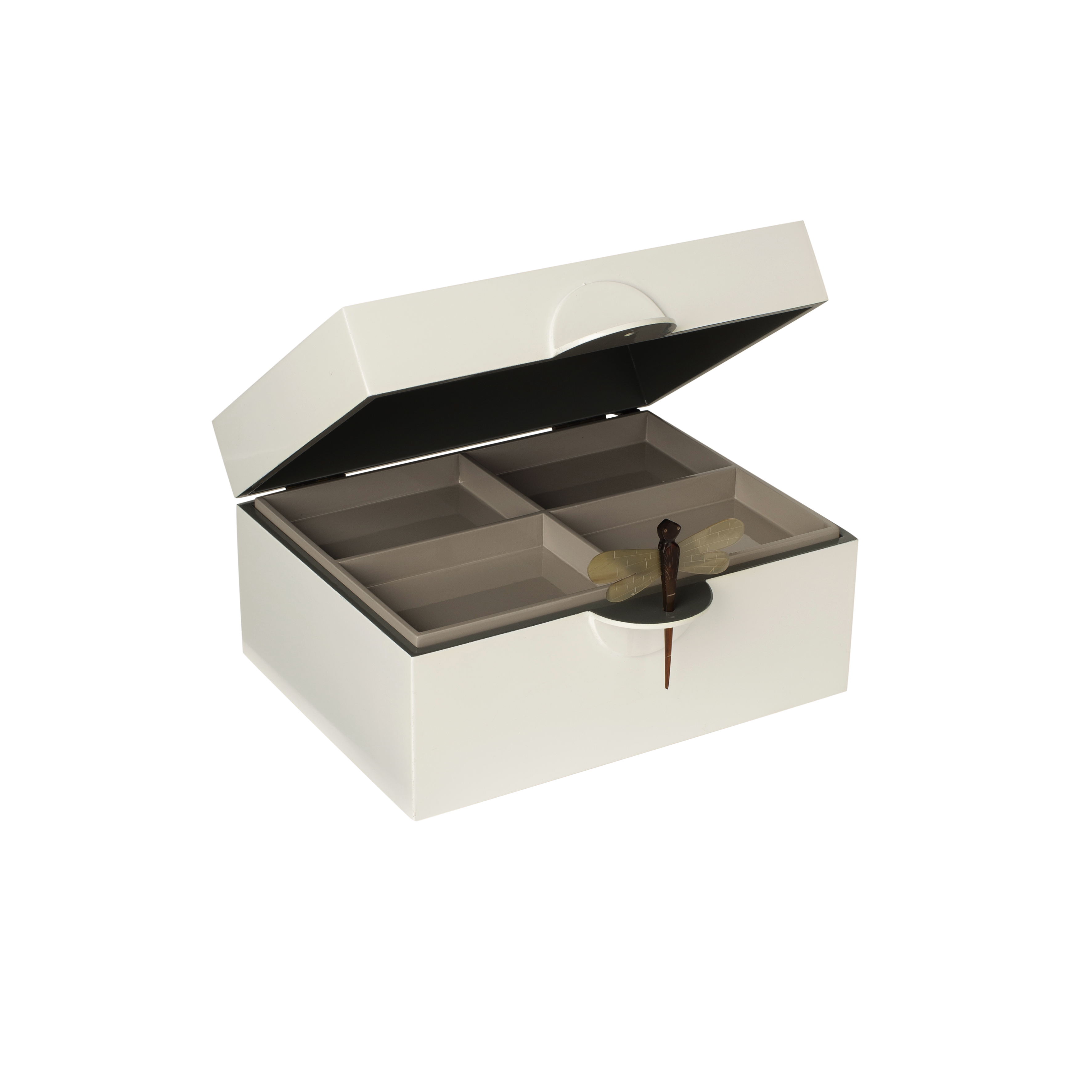 Lacquer Box "Dragonfly" in White XL