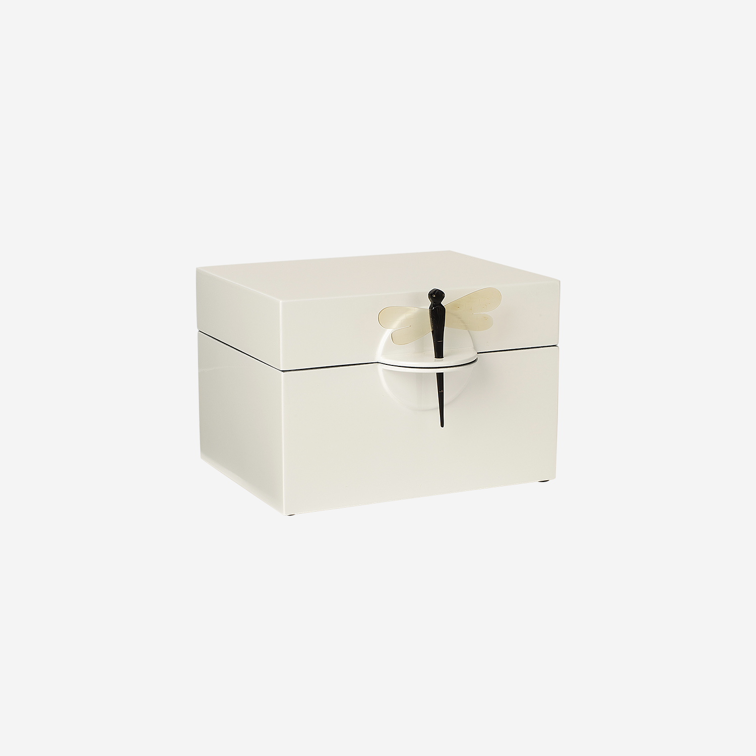 Lacquer Box "Dragonfly" in White - Big