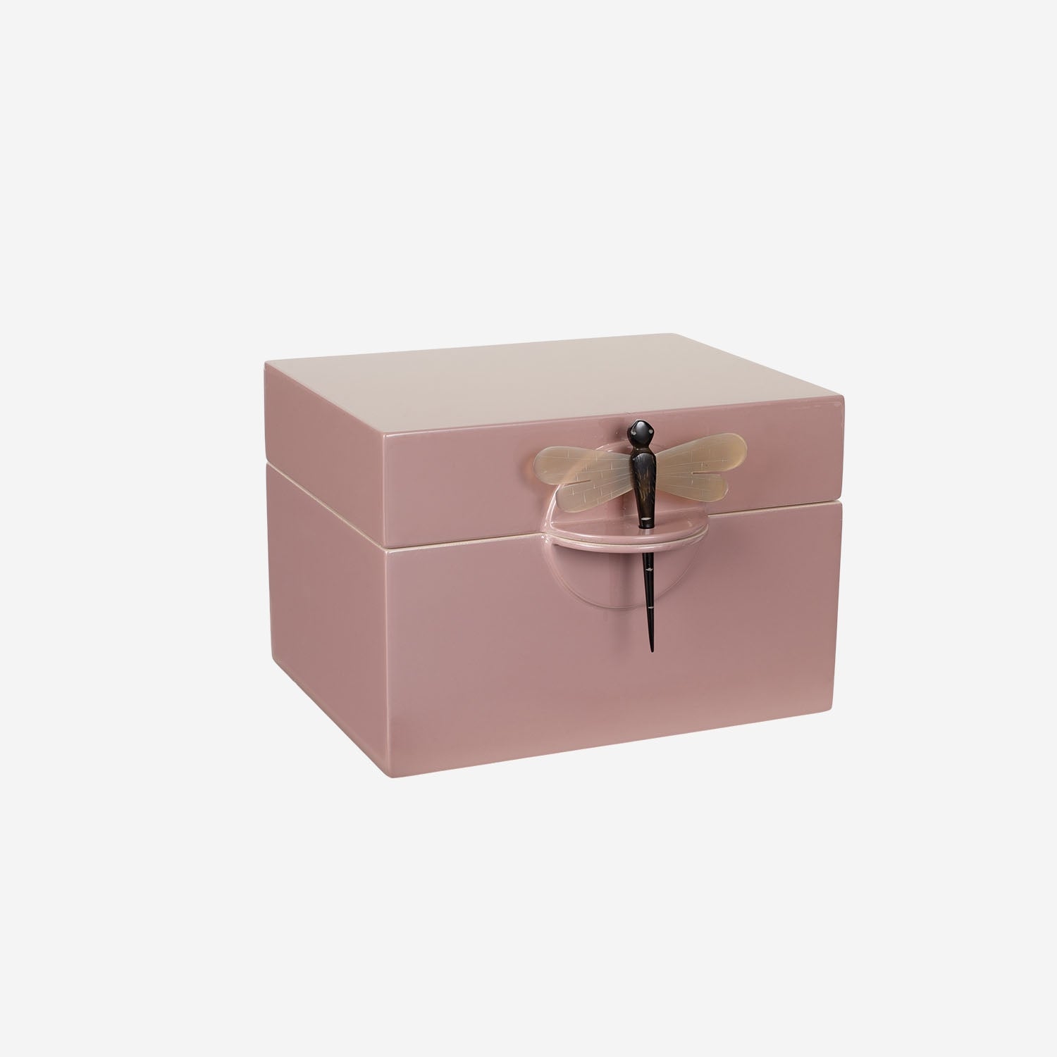 Lacquer Box "Dragonfly" in Old Rose - Big