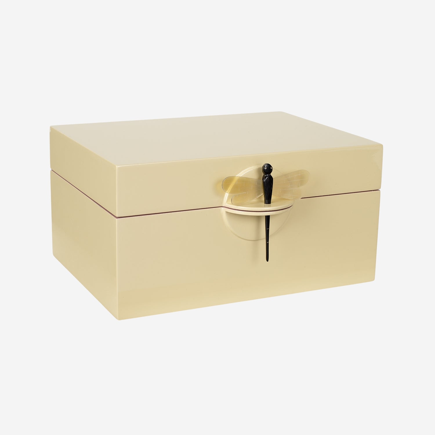 Lacquer Box "DragonFly" in Soft Yellow, XL