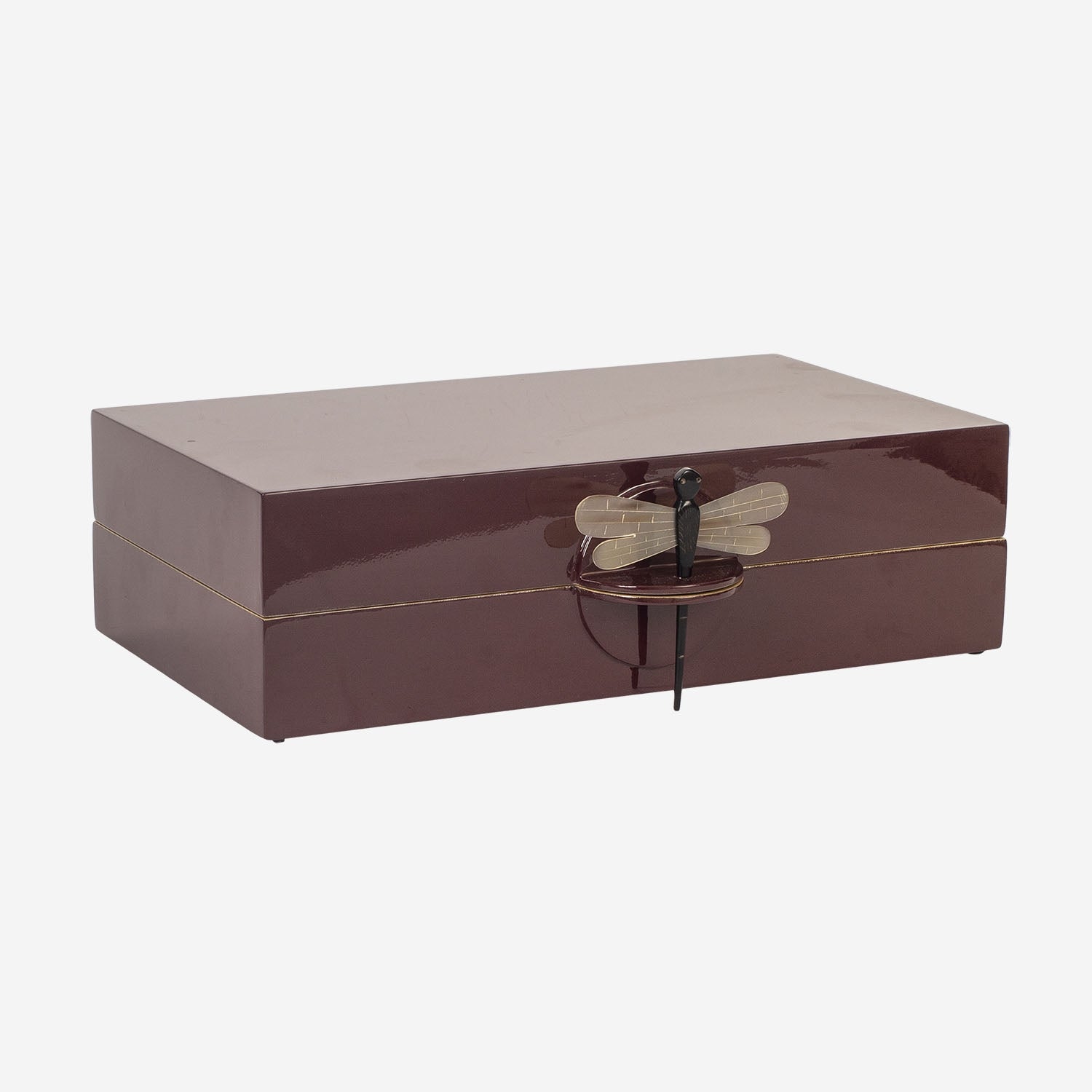 Lacquer Box "Dragonfly" in Bordeaux -Flat/Big