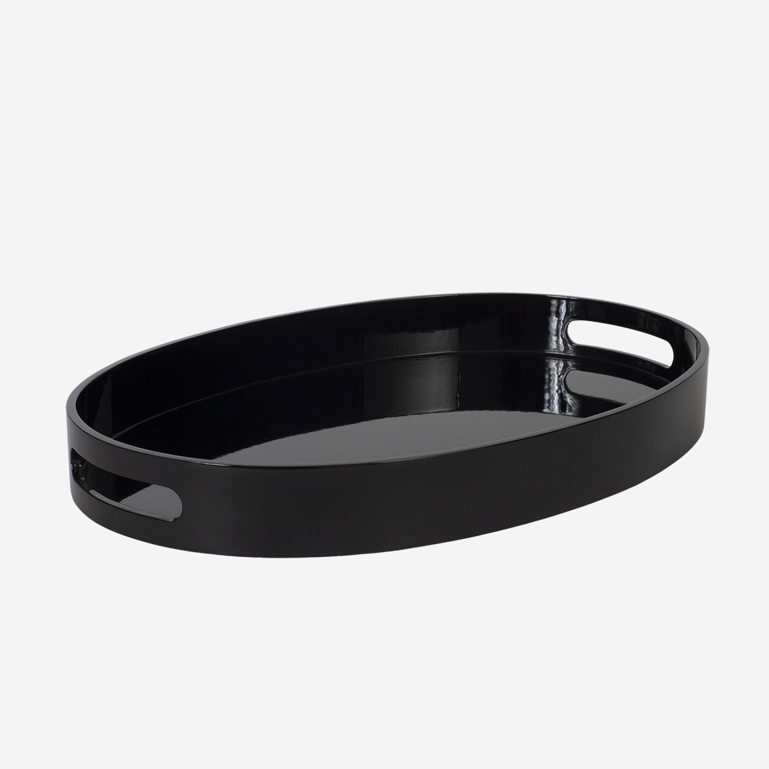 Lacquer Oval Tray Black 17.7 x11.8 inch