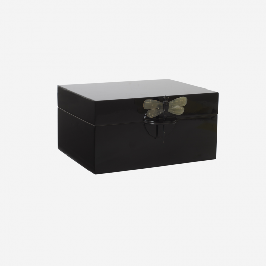 Lacquer Box "Dragonfly" in Black - Big