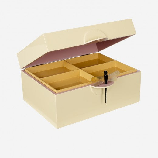 Lacquer Box "DragonFly" in Soft Yellow, XL