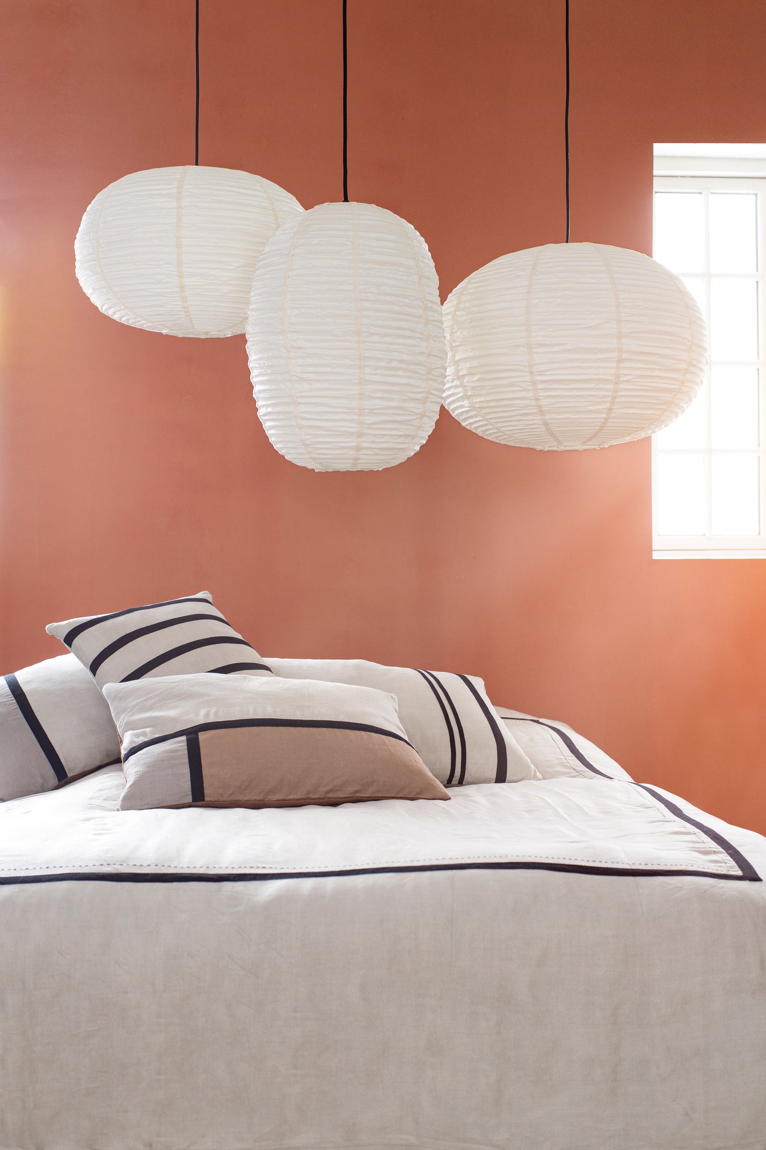 Bedcover in Raw Silk,  Sand Color with Black Ribbon