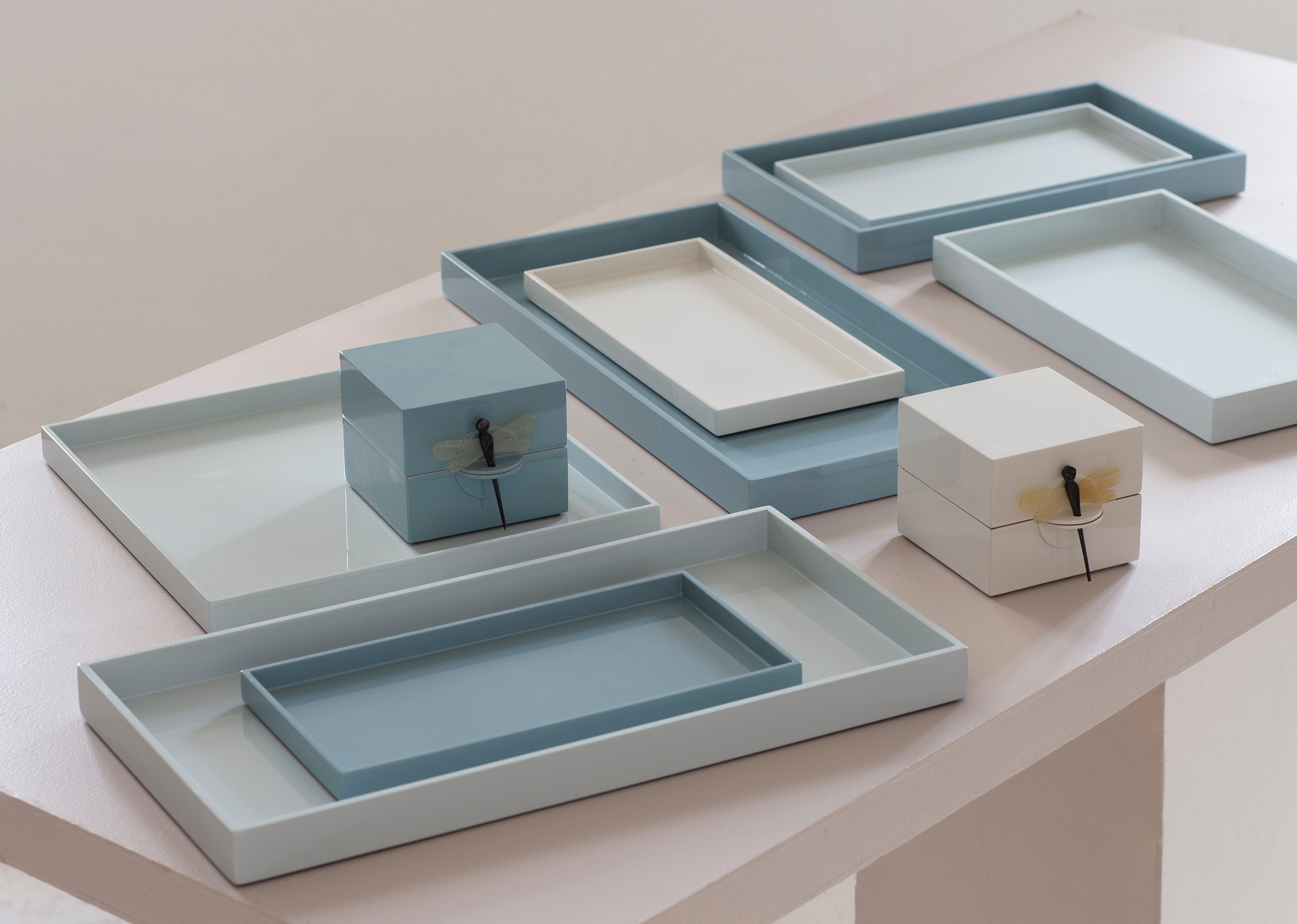 Lacquer Tray BabyBlue 19.7x9.8 inch