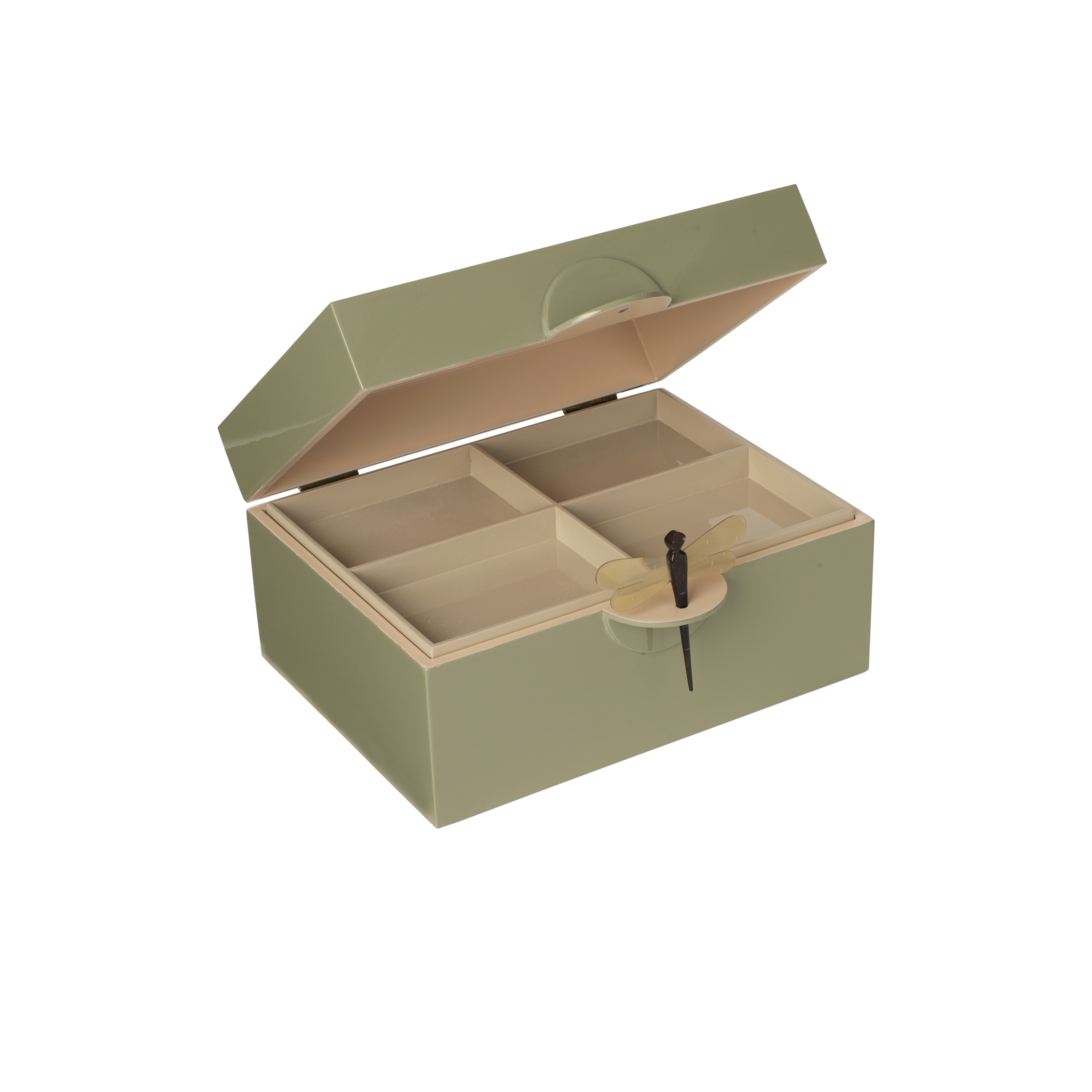 Lacquer Box "Dragonfly" in Olive XL