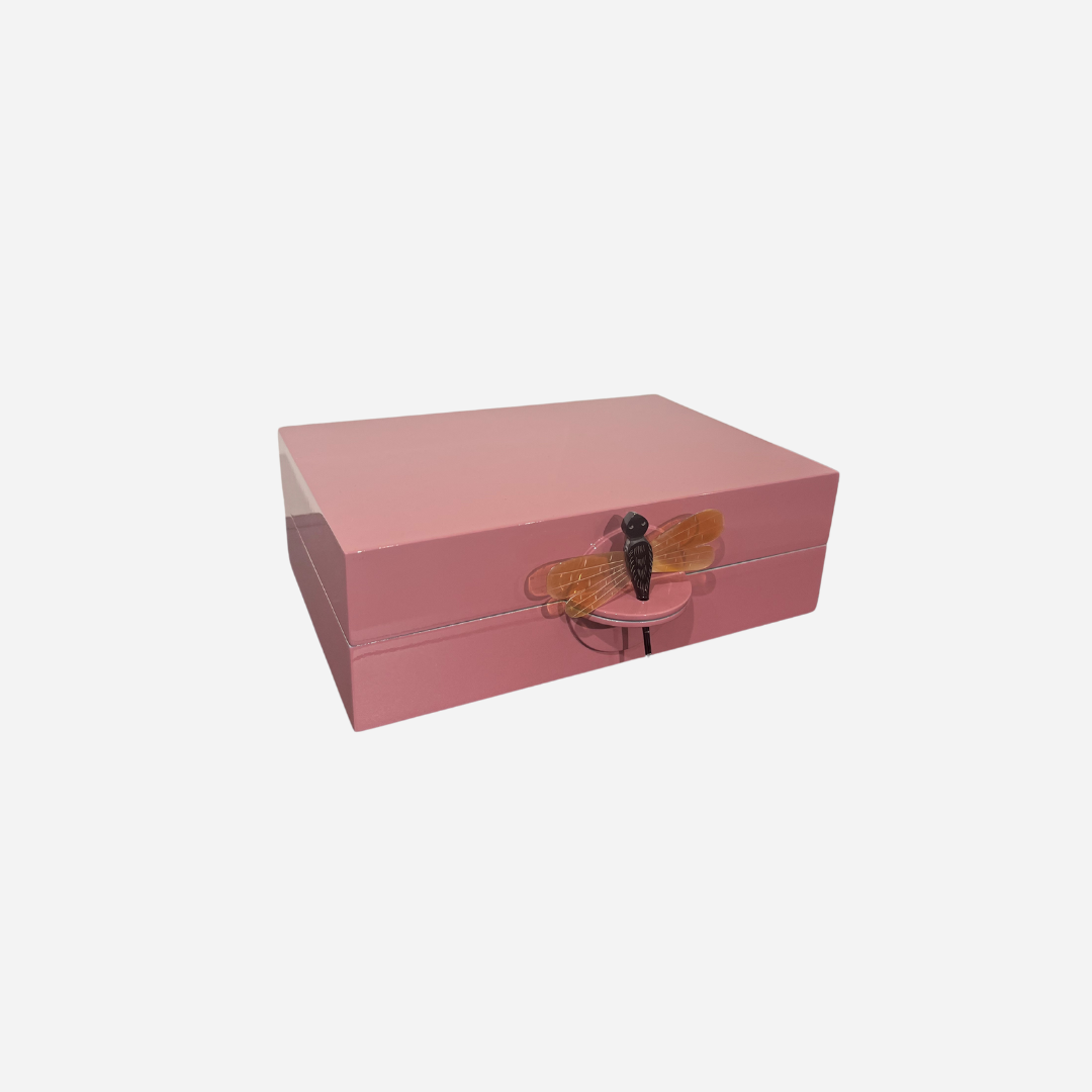 Lacquer Box &quot; DragonFly&quot; in Plum Flat/Small