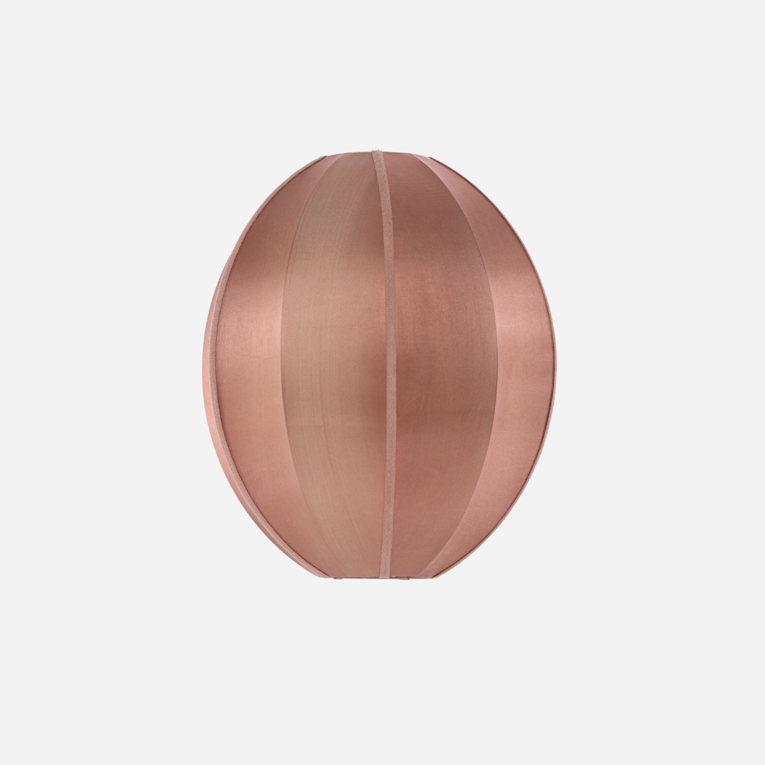 "Oval Small" Lampshade in RoseBrown Silk with Neutral Ribbon