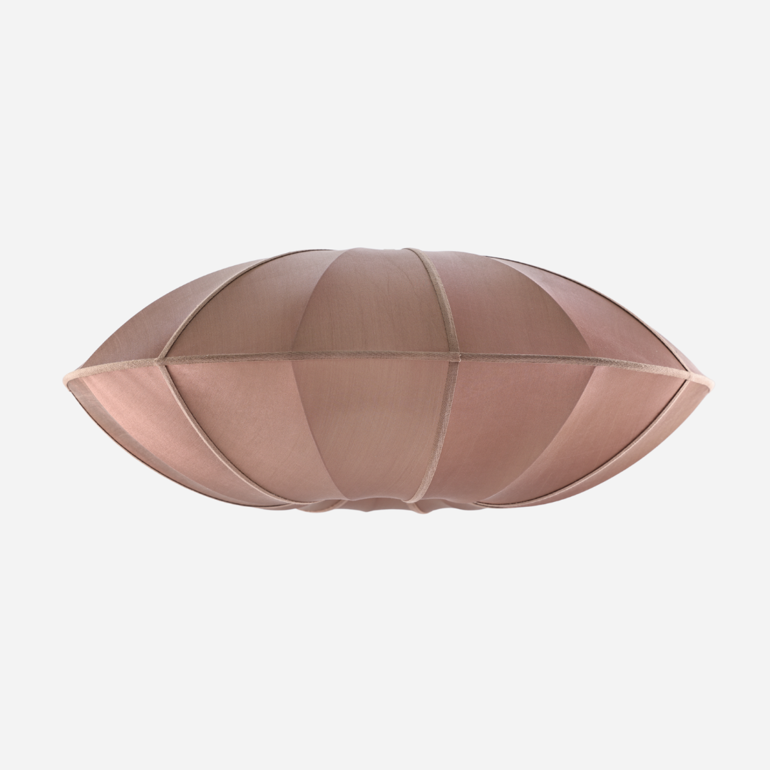 UFO" Lampshade in RoseBrown Silk with Neutral Ribbon