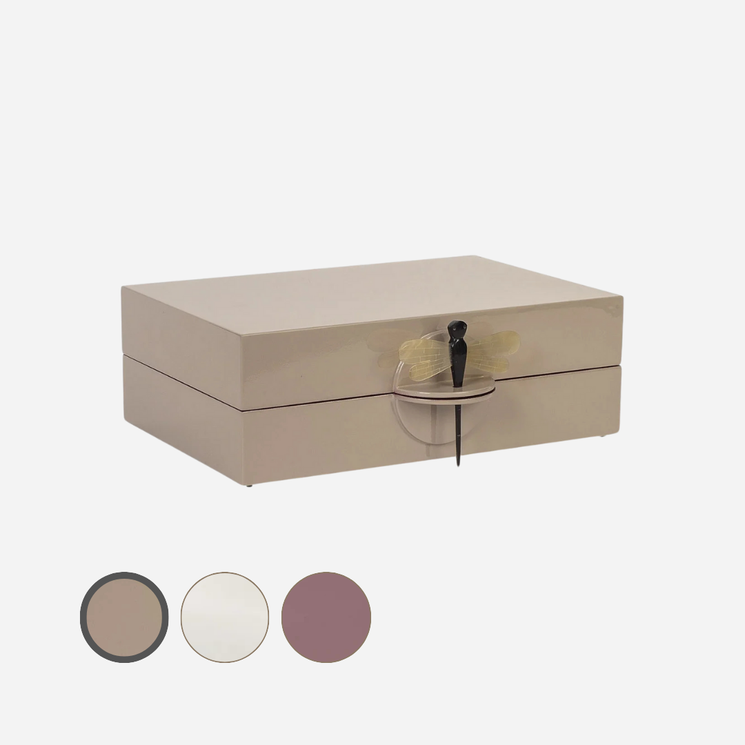 Lacquer Box " DragonFly" in Cashmere Flat/Small