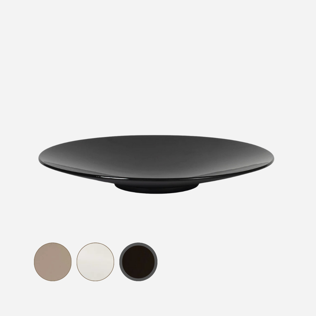 Lacquer Round Plate Tray in Black