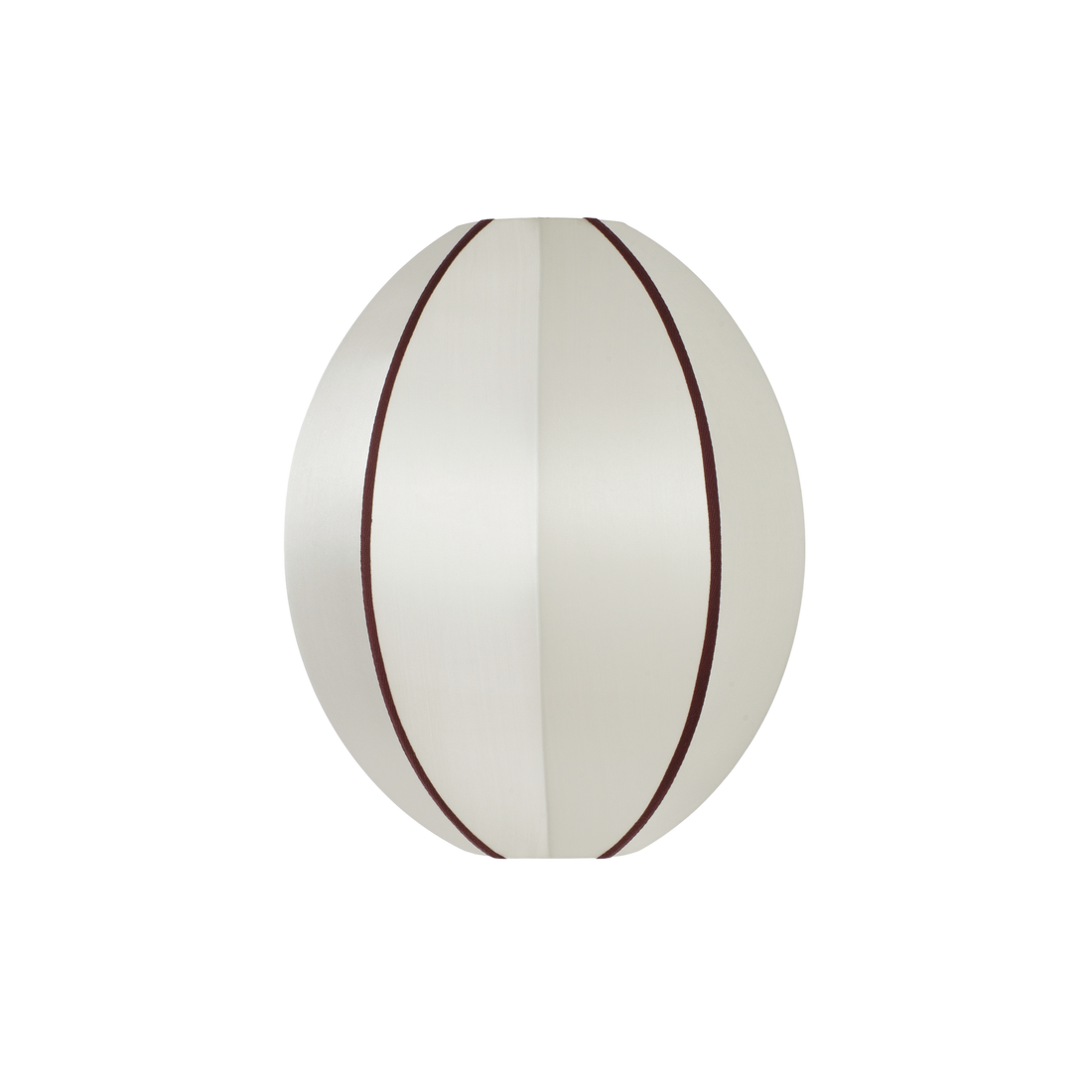 "Oval Small" Lampshade in Off-White Silk with Bordeaux Ribbon
