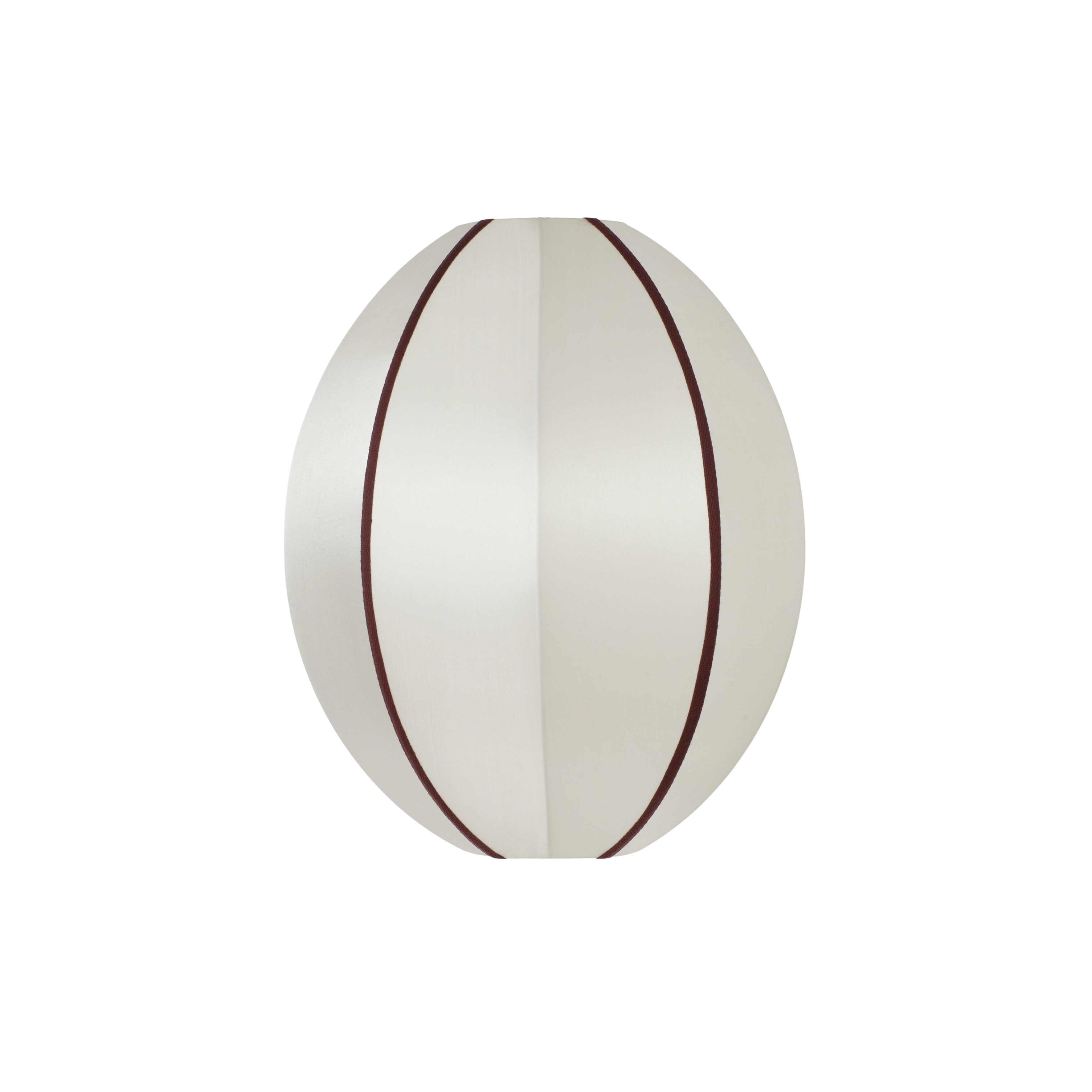 &quot;Oval Small&quot; Lampshade in Off-White Silk with Bordeaux Ribbon