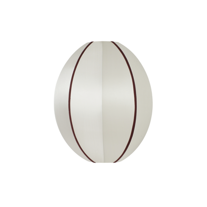 &quot;Oval Small&quot; Lampshade in Off-White Silk with Bordeaux Ribbon