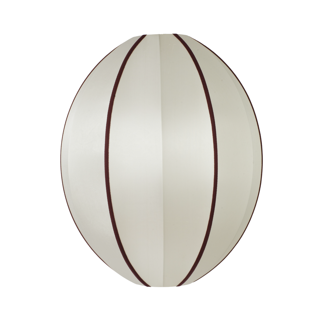 &quot;Oval Large&quot; Lampshade in Off-White Silk with Bordeaux Ribbon