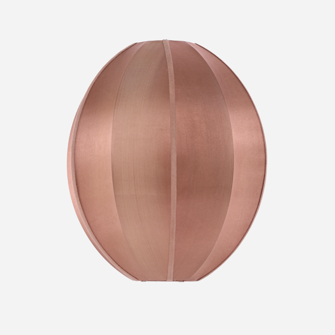 "Oval Large" Lampshade in Rosebrown Silk with Neutral Ribbon
