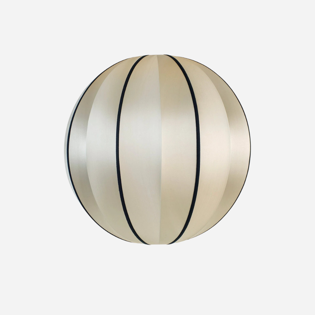 "Round Large" Lampshade in Classic Silk with Black Ribbon