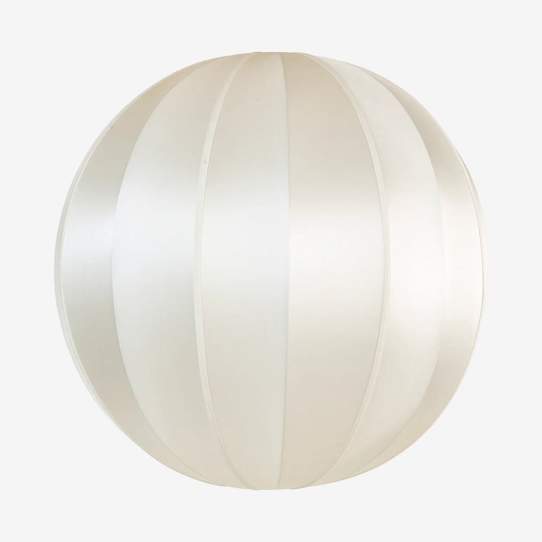 "Round XL" Lampshade in Off-White Silk with Off-White Ribbon