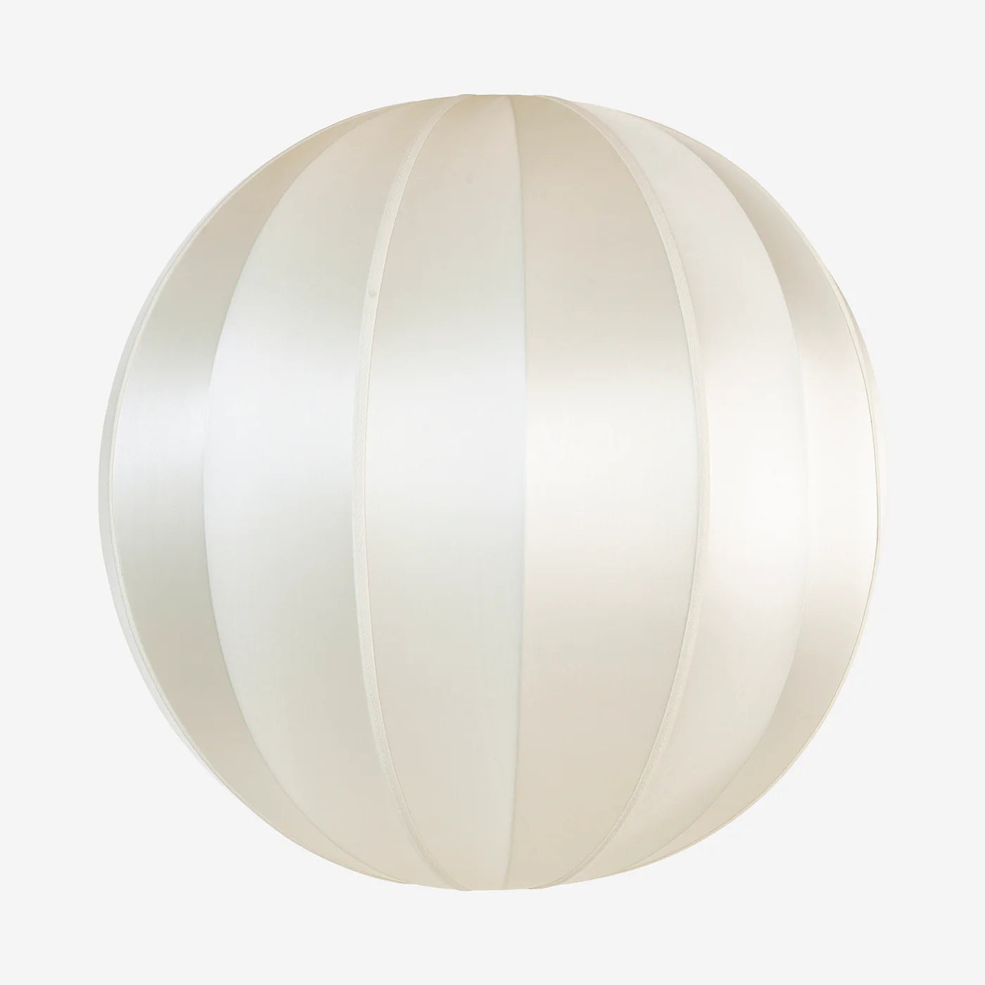 &quot;Round XL&quot; Lampshade in Off-White Silk with Off-White Ribbon