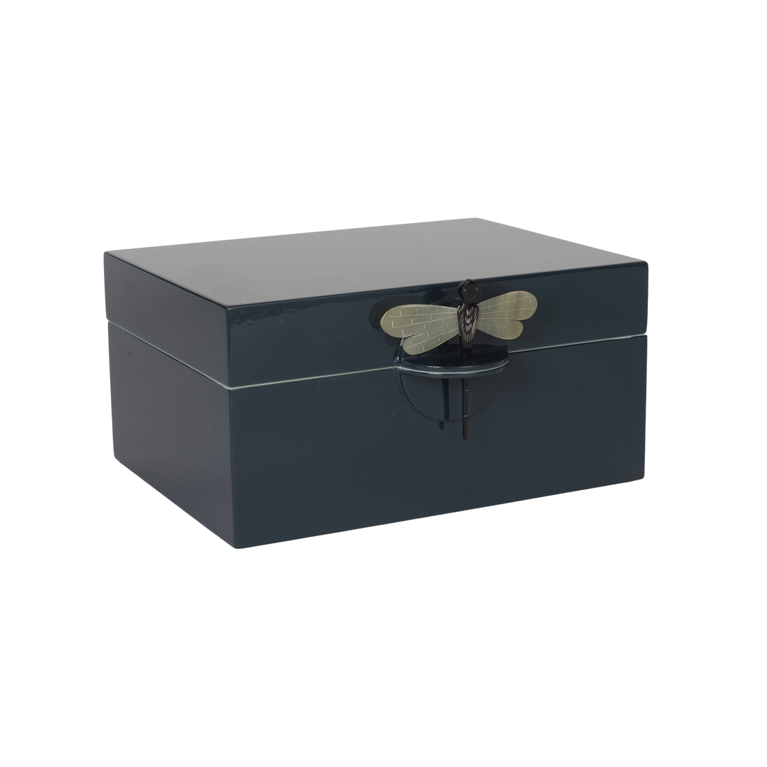 Lacquer Box "Dragonfly" in Dark Blue - XL