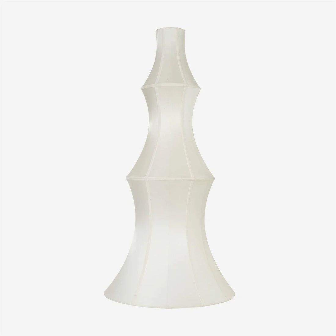 "LONG" Lampshade in Off-White Silk with White Ribbon