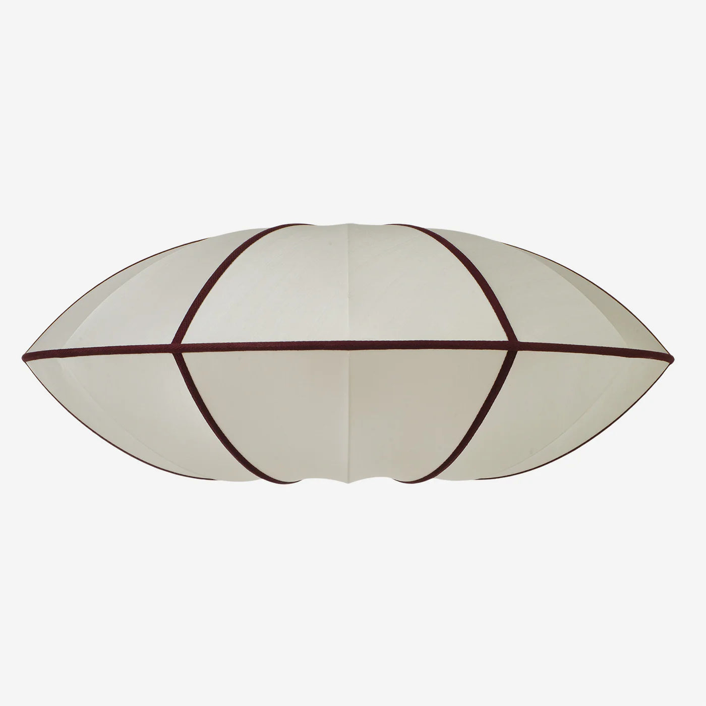 &quot;UFO&quot; Lampshade in Off-White Silk with Bordeaux Ribbon